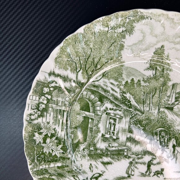 Vintage Rossini Country French Green Transferware Dinner Plate Japan Shabby Chic - Picture 3 of 8